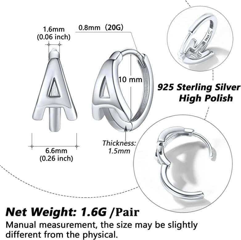 Silvora Jewellery - Letter A hoop earring Silvora