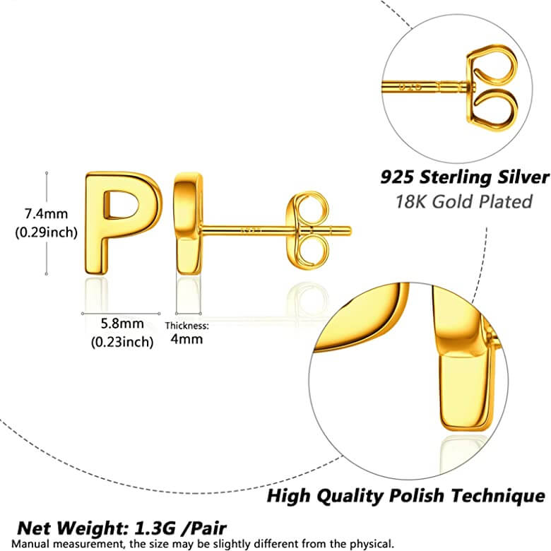 Silvora Jewellery - letter P stud earrings Silvora