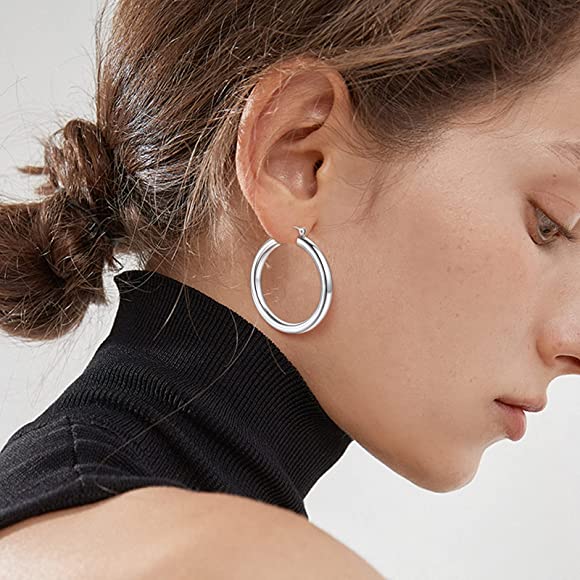 Silvora Jewellery - 400mm Tube hoop earrings Silvora