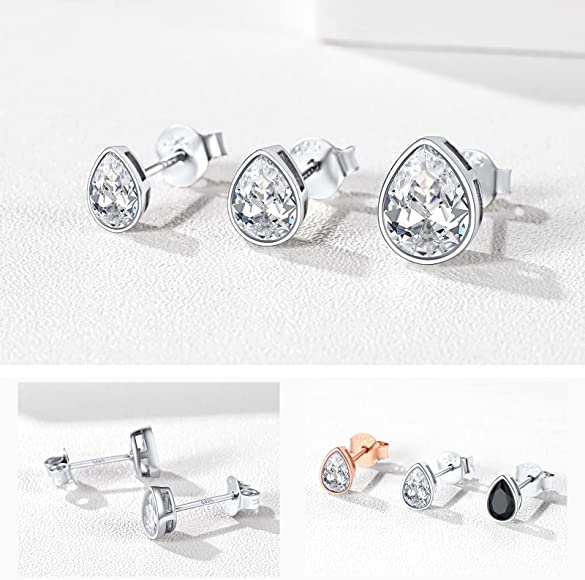 Silvora Jewellery - Cubic zirconia drop stud earrings Silvora