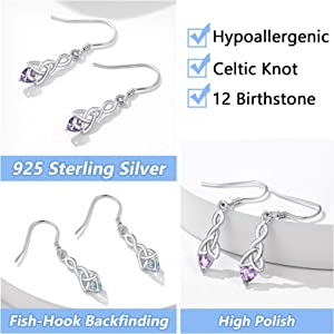 Silvora Jewellery - Celtic knot October birthstone Earrings Silvora
